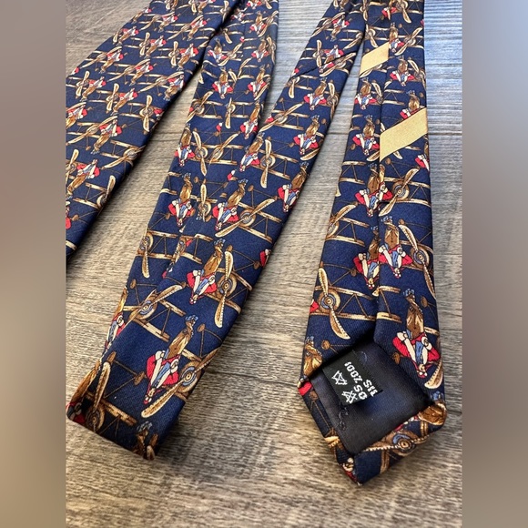 Vintage Salvatore Ferragamo Navy Blue Airplane Pilot
Aviator Silk Tie - Picture 6 of 11